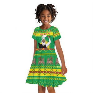 Afro Ethiopia Christmas Kid Short Sleeve Dress Melkam Gena Yegena Abat