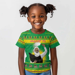 Afro Ethiopia Christmas Kid T shirt Melkam Gena Yegena Abat