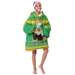 Afro Ethiopia Christmas Kid Wearable Blanket Hoodie Melkam Gena Yegena Abat