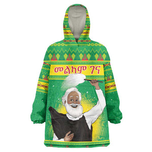 Afro Ethiopia Christmas Kid Wearable Blanket Hoodie Melkam Gena Yegena Abat