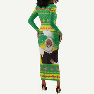 Afro Ethiopia Christmas Long Sleeve Bodycon Dress Melkam Gena Yegena Abat