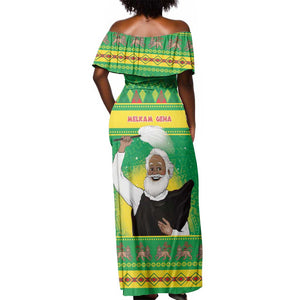 Afro Ethiopia Christmas Off Shoulder Maxi Dress Melkam Gena Yegena Abat