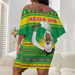 Afro Ethiopia Christmas Off Shoulder Short Dress Melkam Gena Yegena Abat