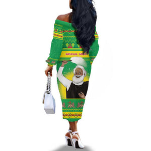 Afro Ethiopia Christmas Off The Shoulder Long Sleeve Dress Melkam Gena Yegena Abat