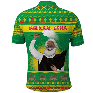 Afro Ethiopia Christmas Polo Shirt Melkam Gena Yegena Abat