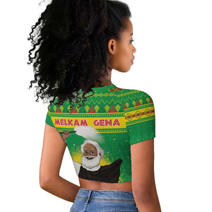 Afro Ethiopia Christmas Raglan Cropped T shirt Melkam Gena Yegena Abat