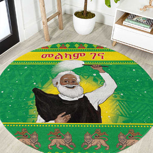 Afro Ethiopia Christmas Round Carpet Melkam Gena Yegena Abat