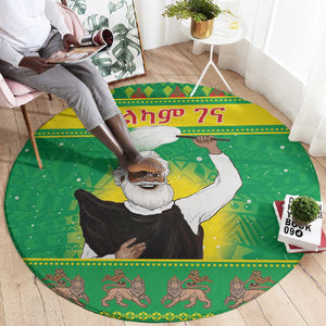 Afro Ethiopia Christmas Round Carpet Melkam Gena Yegena Abat