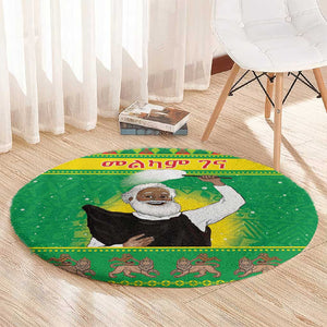 Afro Ethiopia Christmas Round Carpet Melkam Gena Yegena Abat