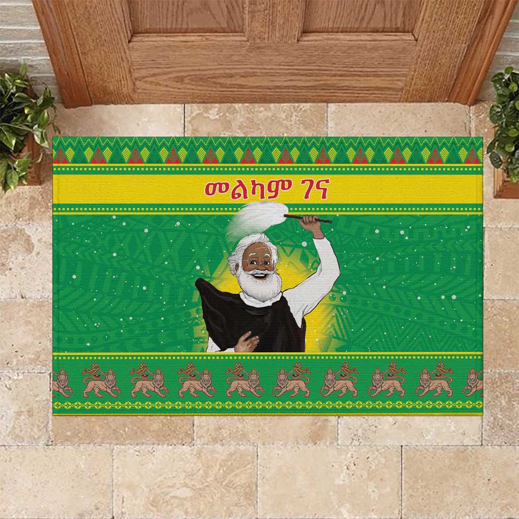 Afro Ethiopia Christmas Rubber Doormat Melkam Gena Yegena Abat