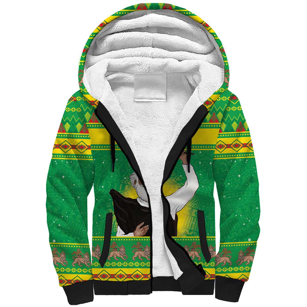 Afro Ethiopia Christmas Sherpa Hoodie Melkam Gena Yegena Abat