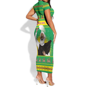 Afro Ethiopia Christmas Short Sleeve Bodycon Dress Melkam Gena Yegena Abat