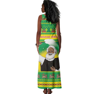 Afro Ethiopia Christmas Tank Maxi Dress Melkam Gena Yegena Abat