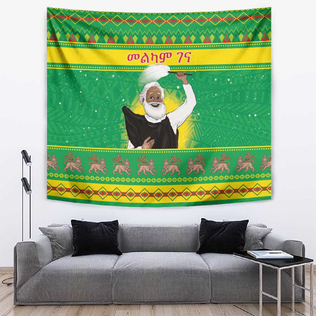 Afro Ethiopia Christmas Tapestry Melkam Gena Yegena Abat