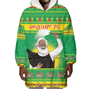 Afro Ethiopia Christmas Wearable Blanket Hoodie Melkam Gena Yegena Abat