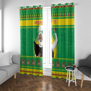 Afro Ethiopia Christmas Window Curtain Melkam Gena Yegena Abat