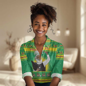 Afro Ethiopia Christmas Women Casual Shirt Melkam Gena Yegena Abat