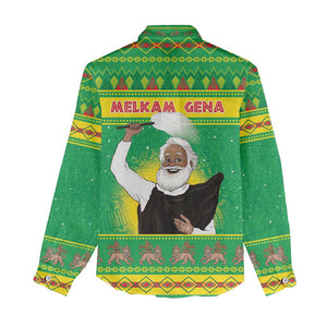 Afro Ethiopia Christmas Women Casual Shirt Melkam Gena Yegena Abat