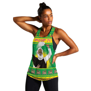 Afro Ethiopia Christmas Women Racerback Tank Melkam Gena Yegena Abat