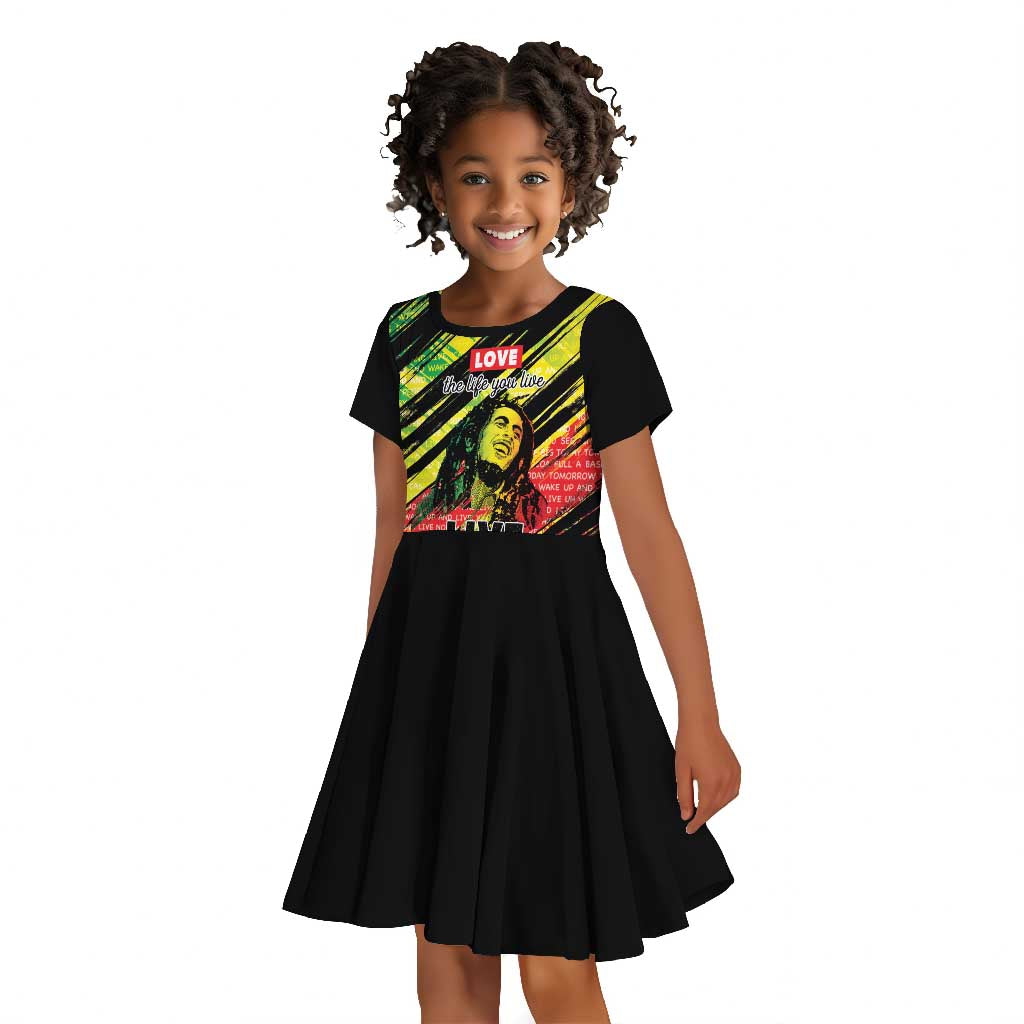 Reggae Legend Kid Short Sleeve Dress Love The Life You Live Live The Life You Love