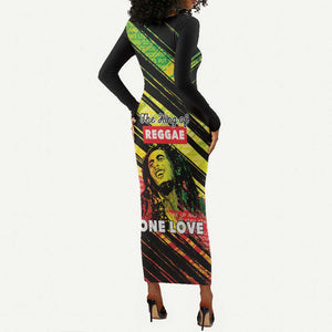 Reggae Legend Long Sleeve Bodycon Dress Love The Life You Live Live The Life You Love