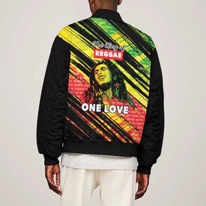 Reggae Legend Sleeve Zip Bomber Jacket Love The Life You Live Live The Life You Love