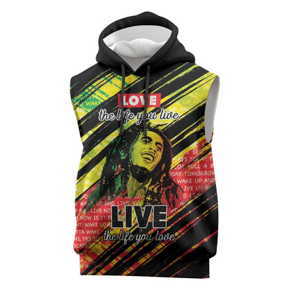 Reggae Legend Sleeveless Hoodie Love The Life You Live Live The Life You Love - African Pride