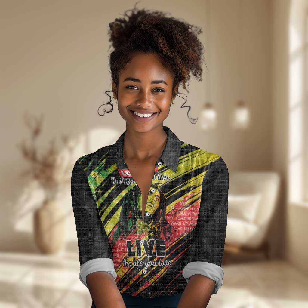 Reggae Legend Women Casual Shirt Love The Life You Live Live The Life You Love LT05