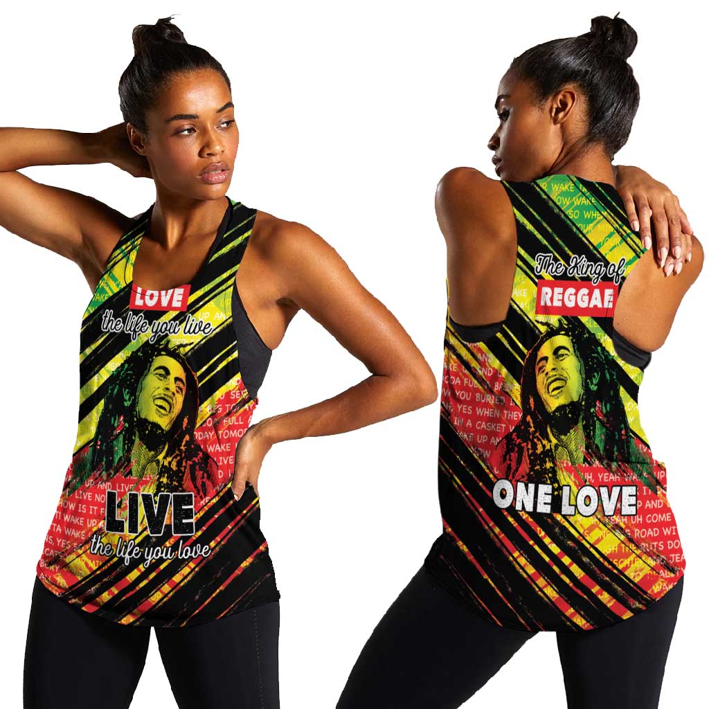 Reggae Legend Women Racerback Tank Love The Life You Live Live The Life You Love