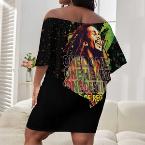 Afro Legend Bob Off Shoulder Short Dress One Love Heart Destiny