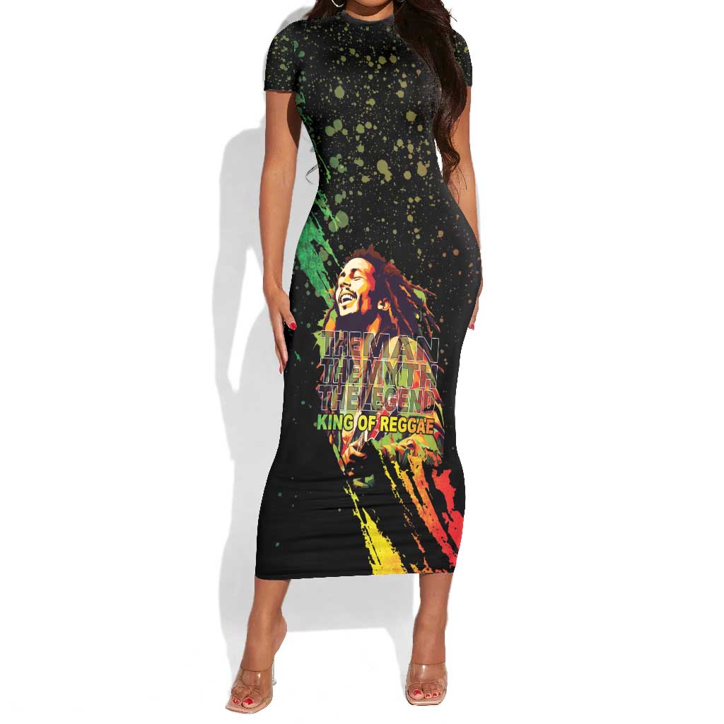 Afro Legend Bob Short Sleeve Bodycon Dress One Love Heart Destiny LT05