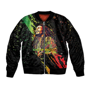 Afro Legend Bob Sleeve Zip Bomber Jacket One Love Heart Destiny