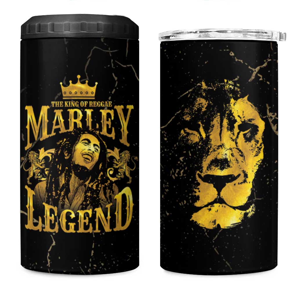 Reggae King Marley 4 in 1 Can Cooler Tumbler Gold Lion