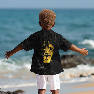 Reggae King Marley Kid Hawaiian Shirt Gold Lion