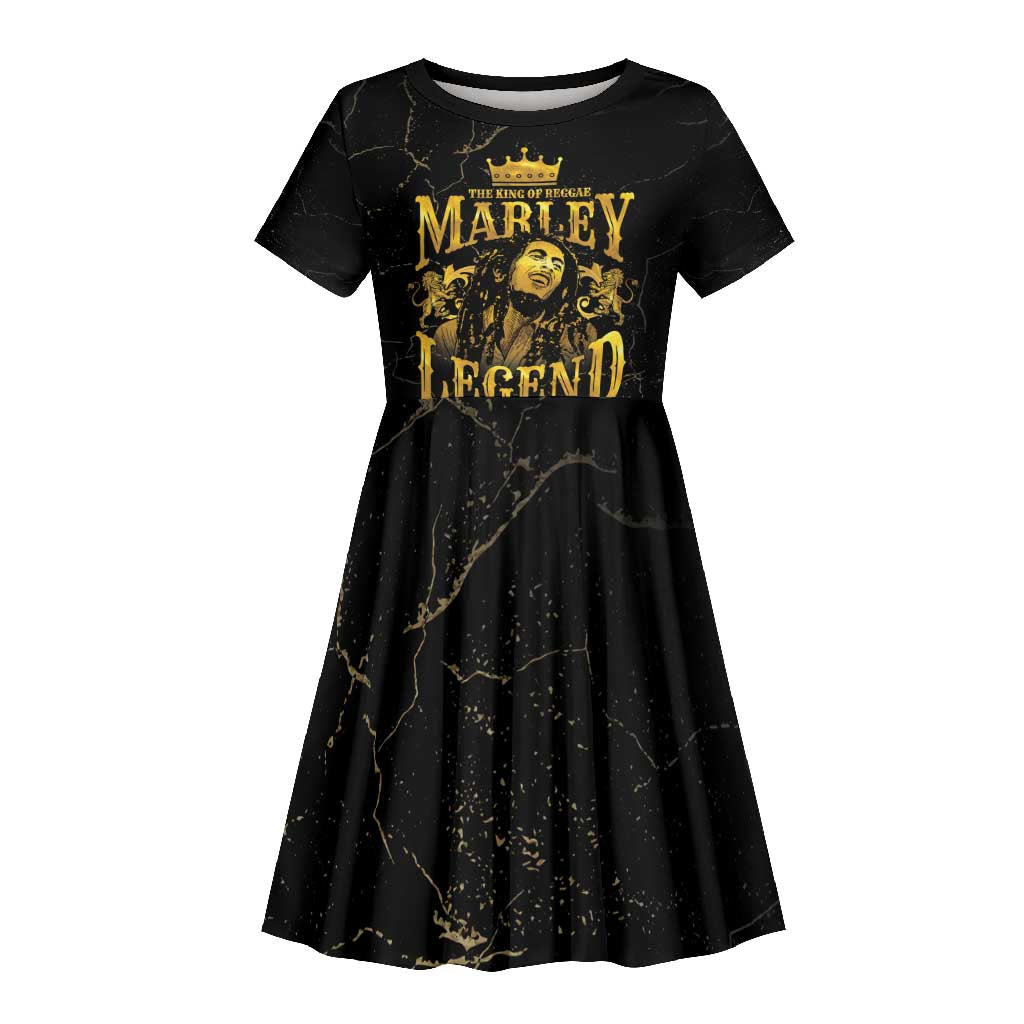 Reggae King Marley Kid Short Sleeve Dress Gold Lion