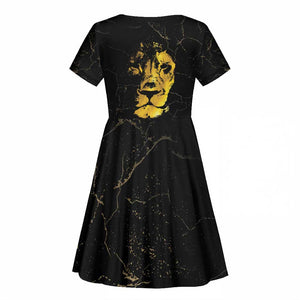 Reggae King Marley Kid Short Sleeve Dress Gold Lion