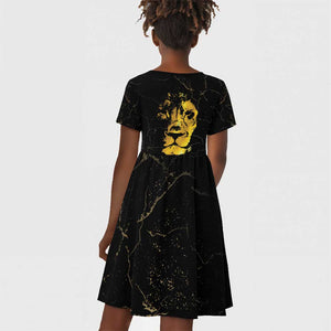 Reggae King Marley Kid Short Sleeve Dress Gold Lion