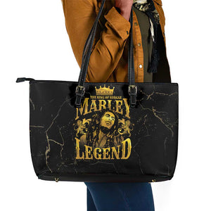 Reggae King Marley Leather Tote Bag Gold Lion