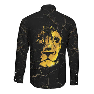 Reggae King Marley Long Sleeve Button Shirt Gold Lion