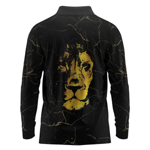 Reggae King Marley Long Sleeve Polo Shirt Gold Lion