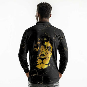 Reggae King Marley Long Sleeve Polo Shirt Gold Lion