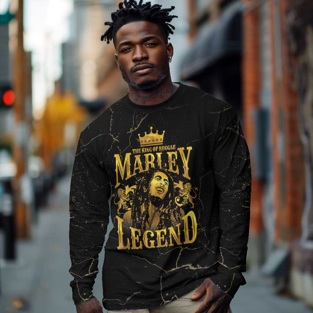 Reggae King Marley Long Sleeve Shirt Gold Lion