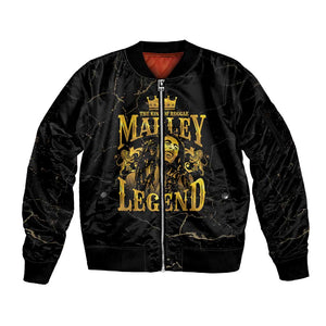 Reggae King Marley Sleeve Zip Bomber Jacket Gold Lion