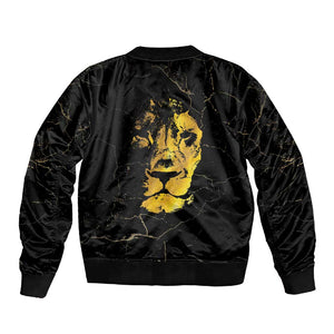 Reggae King Marley Sleeve Zip Bomber Jacket Gold Lion