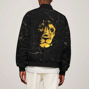 Reggae King Marley Sleeve Zip Bomber Jacket Gold Lion