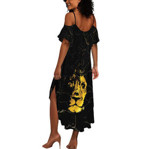 Reggae King Marley Summer Maxi Dress Gold Lion