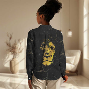 Reggae King Marley Women Casual Shirt Gold Lion