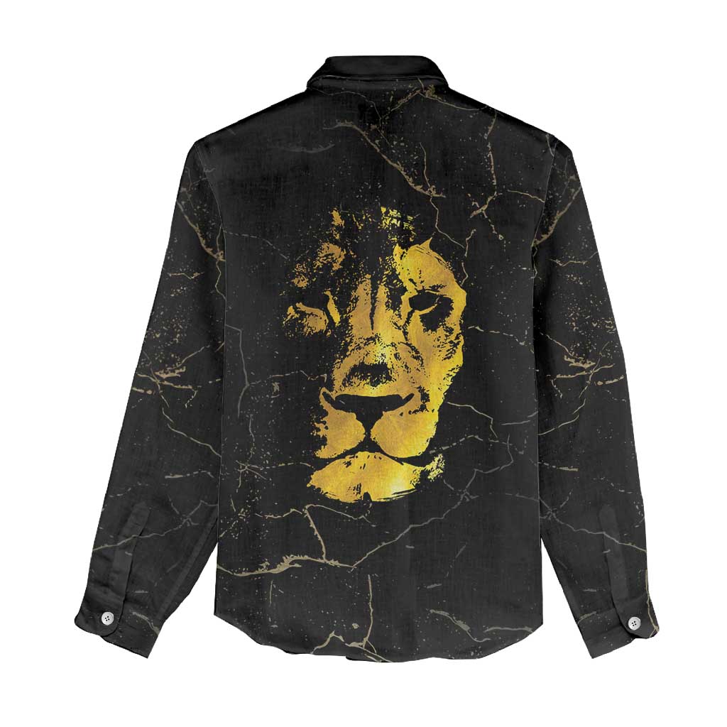 Reggae King Marley Women Casual Shirt Gold Lion LT05