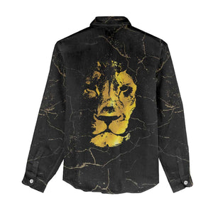 Reggae King Marley Women Casual Shirt Gold Lion