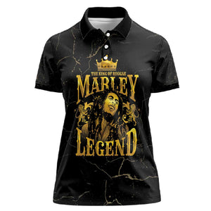 Reggae King Marley Women Polo Shirt Gold Lion